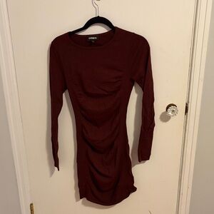 Express Deep Red Long Sleeve Dress